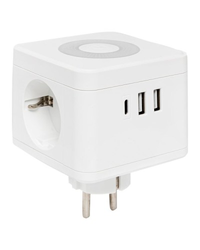 Тройник Куб 2 гнезда 2USB 2,4А+Type C + Ночник. Тройник Куб. EKF в Петрозаводске