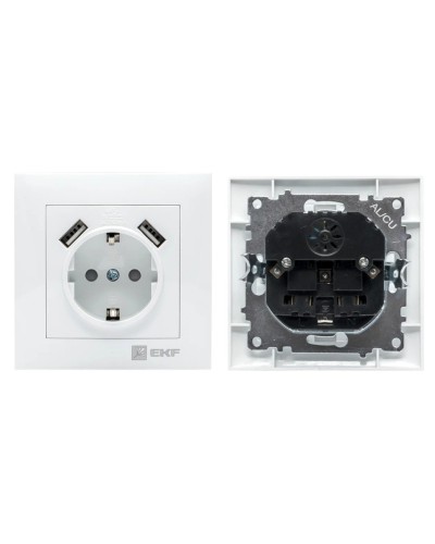 Валенсия розетка 1-местная с/з 16А (EWR16-028-10-2USB). Розетка 1-местная с/з 16А. EKF в Петрозаводске