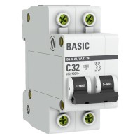 Автоматический выключатель 2P 32А (C) 4,5кА ВА 47-29 Basic (mcb4729-2-32C): Автоматический выключатель