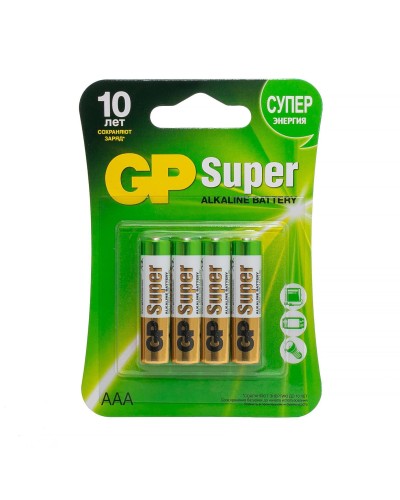 GP Super Alkaline 24A AAA (GP 24A-2CR4), упак. 4 шт. БЛИСТЕР. Алкалиновые батарейки. GP Batteries в Петрозаводске