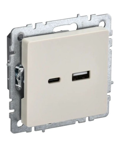 Розетка USB A+C 18Вт РЮ11-1-БрКр бежевый BRITE (BR-U22-018-K10). Розетка USB. IEK в Петрозаводске