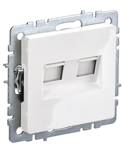 Розетка RJ11+RJ45 РК/Т12-БрБ белая BRITE (BR-KT20-O-1-K01). Розетка двойная. IEK в Петрозаводске