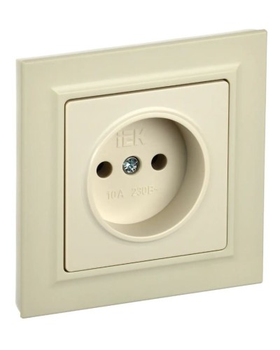 Розетка без з/к РС10-1-0-БрКр бежевый BRITE (BR-R10-10-K10). Розетка без заземления без защитных шторок. IEK в Петрозаводске