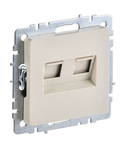Розетка RJ45 РК10-2-БрКр кат.5E, бежевый BRITE (BR-K20-1-K10). Розетка компьютерная двойная. IEK в Петрозаводске