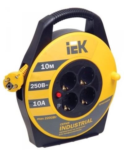 УК10 4 места, 10м (WKP15-16-04-10). Удлинитель на катушке Industrial. IEK в Петрозаводске