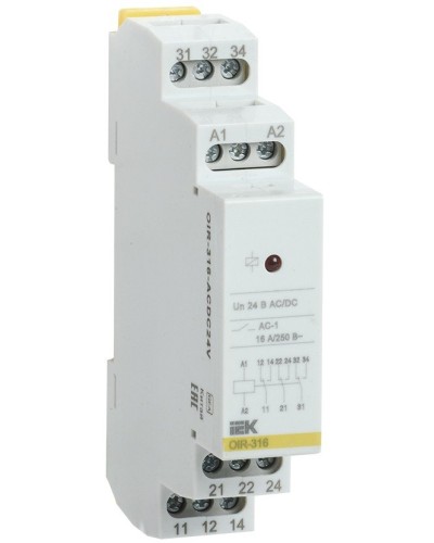 Реле промежуточное модульное OIR 3 контакта 16А 24В AC/DC (OIR-316-ACDC24V). Реле промежуточное модульное. IEK в Петрозаводске