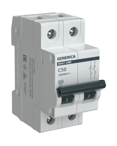 GENERICA ВА47-29М 2P C 50А 4,5кА (MVA21-2-050-C-G). Автоматический выключатель. IEK в Петрозаводске