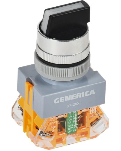 Переключатель D7-20X3 на 3 положения черный GENERICA (BSW50-20X3-3-21-3-K02-G). Переключатель. IEK в Петрозаводске