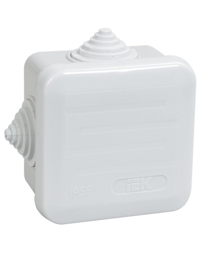 Коробка распаячная КМ41236 70х70х40 открытой проводки IP44 4 гермоввода серая (UKOZ11-070-070-040-K41-44). Коробка распаячная безгалогенная (HF) с защелкивающейся крышкой. IEK в Петрозаводске