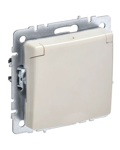 Розетка с з/к РСбш10-3-БрКр бежевый BRITE (BR-R16-16-K10). Розетка с заземлением с защитными шторками и крышкой. IEK в Петрозаводске