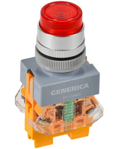 Кнопка D7-11DNZS d=22мм красная GENERICA (BBT50-11DNZS-3-11-K04-G). Кнопка управления с подсветкой и фиксацией. IEK в Петрозаводске