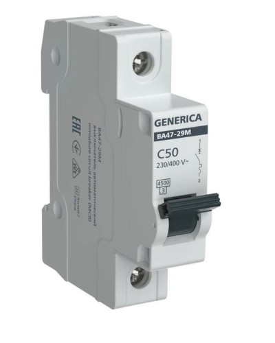 GENERICA ВА47-29М 1P C 50А 4,5кА (MVA21-1-050-C-G). Автоматический выключатель. IEK в Петрозаводске