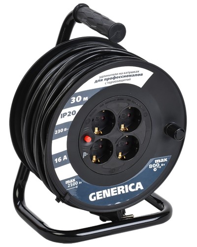 УК30 4 места 2P+PE, 30м GENERICA (WKP20-16-04-30-G). Удлинитель на катушке с термозащитой, 3х1,5кв.мм. IEK в Петрозаводске