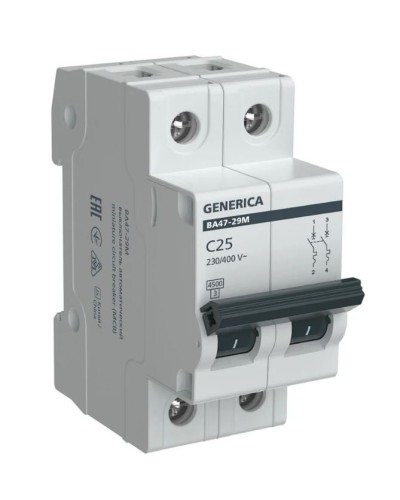 GENERICA ВА47-29М 2P C 25А 4,5кА (MVA21-2-025-C-G). Автоматический выключатель. IEK в Петрозаводске