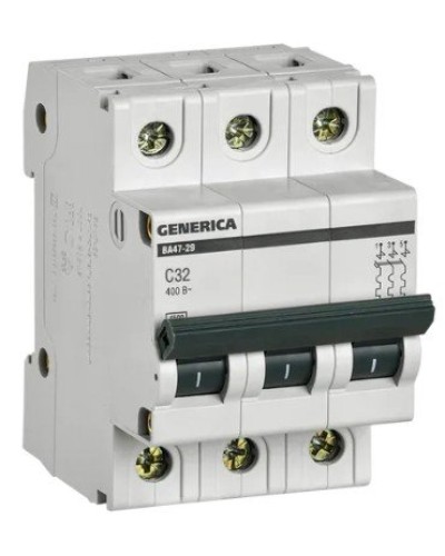 GENERICA ВА47-29 3P C 32А 4,5кА (MVA25-3-032-C). Автоматический выключатель. IEK в Петрозаводске
