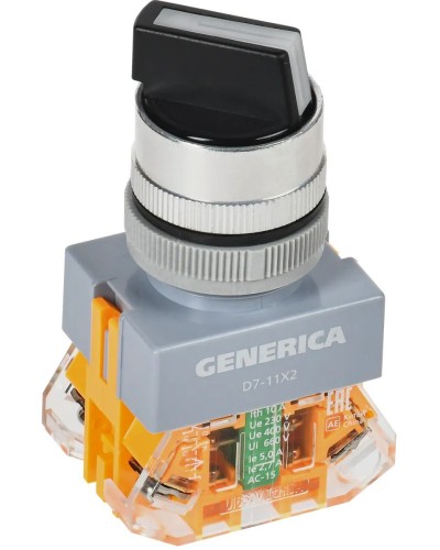 Переключатель D7-11X2 на 2 положения черный GENERICA (BSW50-11X2-3-21-2-K02-G). Переключатель. IEK в Петрозаводске