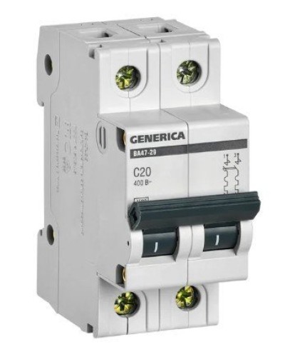 GENERICA ВА47-29 2P C 20А 4,5кА (MVA25-2-020-C). Автоматический выключатель. IEK в Петрозаводске