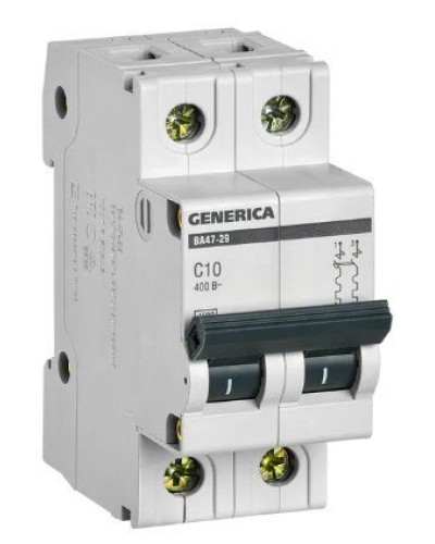GENERICA ВА47-29 2P C 10А 4,5кА (MVA25-2-010-C). Автоматический выключатель. IEK в Петрозаводске