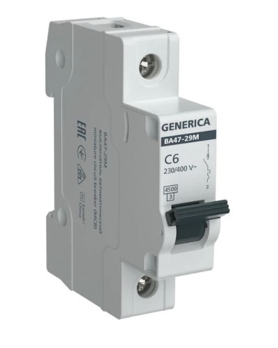 GENERICA ВА47-29М 1P C 6А 4,5кА (MVA21-1-006-C-G). Автоматический выключатель. IEK в Петрозаводске