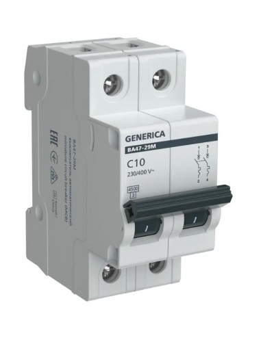 GENERICA ВА47-29М 2P C 10А 4,5кА (MVA21-2-010-C-G). Автоматический выключатель. IEK в Петрозаводске
