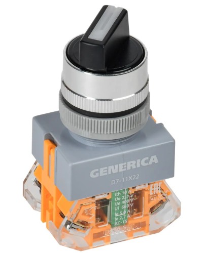 Переключатель D7-11X22 на 2 положения черный GENERICA (BSW50-11X22-3-22-2-K02-G). Переключатель с самовозвратом. IEK в Петрозаводске