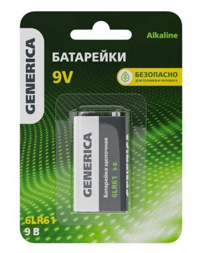 Батарейка Alkaline 6LR61 9V GENERICA (ABT-6LR619V-ST-L02-G). Батарейка щелочная. IEK в Петрозаводске