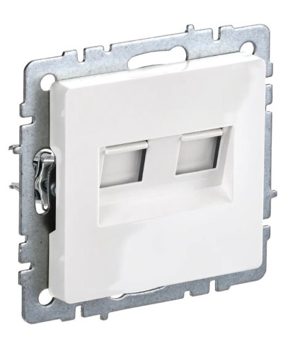 Розетка RJ45 РК10-2-БрБ кат.5E, белая BRITE (BR-K20-1-K01). Розетка компьютерная двойная. IEK в Петрозаводске