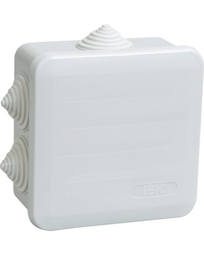 Коробка распаячная КМ41255 100х100х50 открытой проводки IP44 6 гермовводов серая (UKOZ11-100-100-050-K41-44). Коробка распаячная безгалогенная (HF) с защелкивающейся крышкой. IEK в Петрозаводске