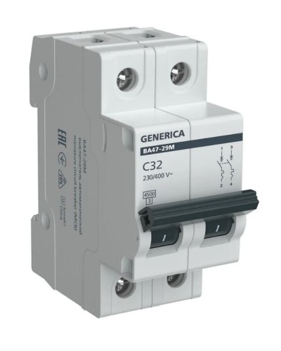 GENERICA ВА47-29М 2P C 32А 4,5кА (MVA21-2-032-C-G). Автоматический выключатель. IEK в Петрозаводске