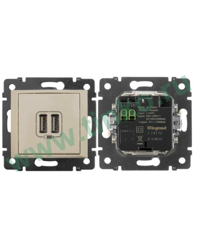 Розетка Valena двойная, USB, слоновая кость (774170). Розетка. LegranD в Петрозаводске