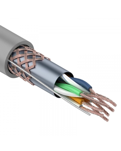 SF/UTP, CAT 5e, PVC, 4PR, 24AWG, INDOOR, STRANDED, серый, 305м, REXANT (01-0343). Кабель «витая пара» (LAN) для структурированных систем связи. Rexant в Петрозаводске