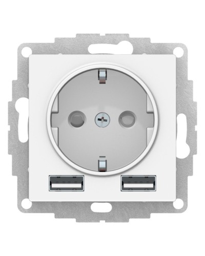 AtlasDesign розетка 1-местная с 2 USB A+A, скрытой установки, механизм, белый (ATN000130). Розетка с USB. Systeme Electric в Петрозаводске