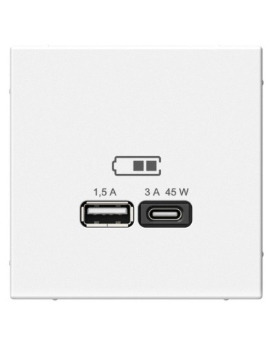 ArtGallery розетка USB тип-A+C 45Вт, скрытой установки, механизм, белый (GAL000129). Розетка USB. Systeme Electric в Петрозаводске