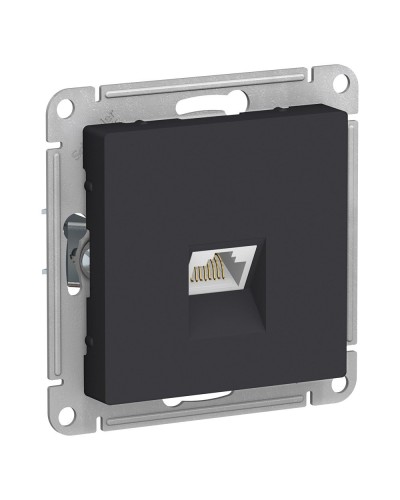 AtlasDesign розетка RJ45, кат. 5Е, 1-местная, скрытой установки, механизм, карбон (ATN001083). Розетка компьютерная. Systeme Electric в Петрозаводске