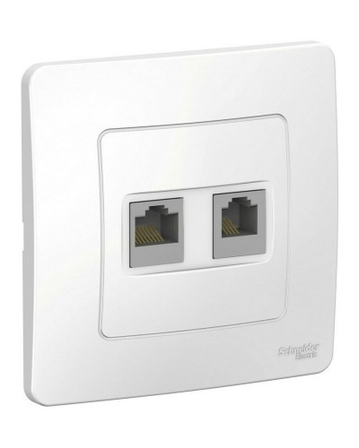 BLANCA розетка RJ45+RJ11 2-местная, кат. 5Е, скрытой установки, белый (BLNIS045111). Розетка компьютерная + телефонная. Systeme Electric в Петрозаводске