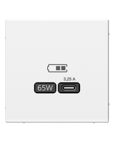 ArtGallery розетка USB тип-С 65Вт высокоскоростной заряд. QC, PD, скрытой установки, механизм, белый (GAL000127). Розетка USB. Systeme Electric в Петрозаводске