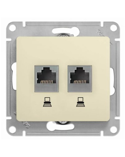 Glossa розетка RJ11+RJ45, 2-местная, кат. 5Е, скрытой установки, механизм, бежевый (GSL000285). Розетка компьютерная + телефонная. Systeme Electric в Петрозаводске
