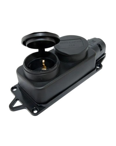Розетка двухместная 2Р+РЕ 16А 250В IP44 (SQ0612-0010). Розетка двухместная с заглушками каучук. TDM ЕLECTRIC в Петрозаводске