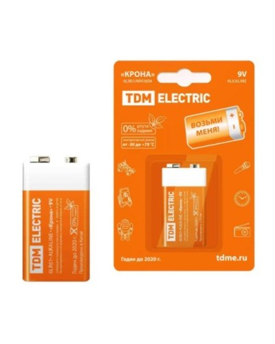 6LR61 Крона 9V BP-1 TDM (SQ1702-0013). Элемент питания. TDM ЕLECTRIC в Петрозаводске
