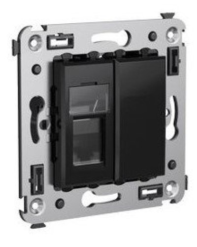 Розетка RJ-45 в стену Avanti одинарная черный квадрат (4402463). Розетка компьютерная. ДКС в Петрозаводске
