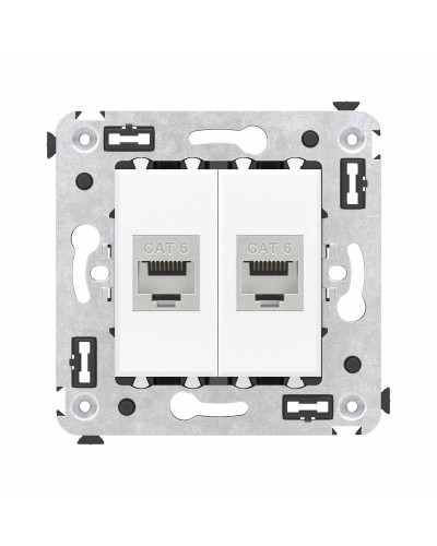 Розетка RJ-45 в стену, кат.6E, Avanti, двойная, белое облако (4400794). Розетка компьютерная модульная. ДКС в Петрозаводске