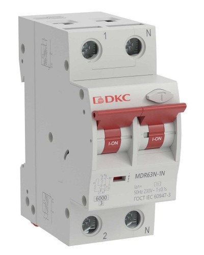 YON max MDR, 1P+N, 30mA, 40A, 6kA, А (MDR63N-1N2C40-A). Автоматический выключатель дифференциального тока. ДКС в Петрозаводске