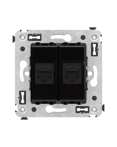 Розетка RJ-45 в стену, кат.5E, Avanti, двойная, черный квадрат (4402664). Розетка компьютерная. ДКС в Петрозаводске