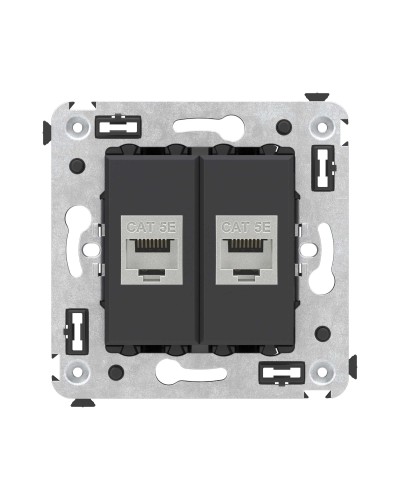 Розетка RJ-45 в стену, кат.6E, Avanti, двойная, черная матовая (4412764). Розетка компьютерная. ДКС в Петрозаводске
