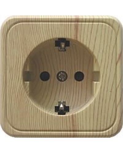 Розетка одинарная открытой установки с з/к, сосна, LK Standard (813225). Розетка с заземляющими контактами и защитными шторками. Экопласт в Петрозаводске
