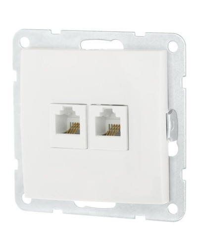Розетка телефонная двойная 2xRJ-12 с накладкой, белый LK60 (865604-1). Розетка телефонная. Экопласт в Петрозаводске