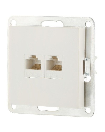 Розетка 2xRJ-45 кат.5е с накладкой, белый LK80 (846204-1). Розетка компьютерная двойная. Экопласт в Петрозаводске
