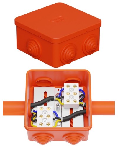 Коробка JBS080 85х85х50, 6 вых., 3P (0,15-10,0 мм²) (43301HF). Коробка монтажная, огнестойкая, без галогена. Экопласт в Петрозаводске