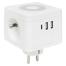 Тройник Куб 2 гнезда 2USB 2,4А+Type C + Ночник. Тройник Куб. EKF