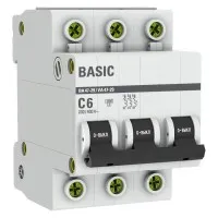 Автоматический выключатель 3P 6А (C) 4,5кА ВА 47-29 Basic (mcb4729-3-06C). Автоматический выключатель. EKF